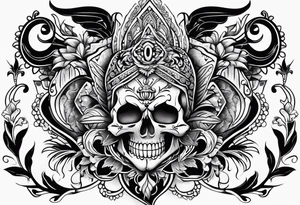 Ukrainian symbols in Chicano style tattoo idea