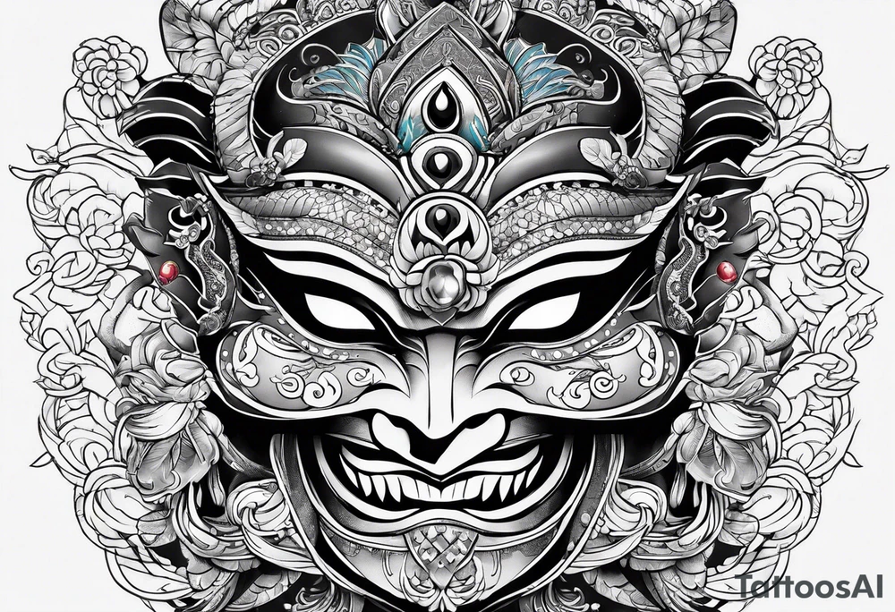 hanya mask on the shoulder, tattoo idea