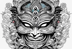 hanya mask on the shoulder, tattoo idea