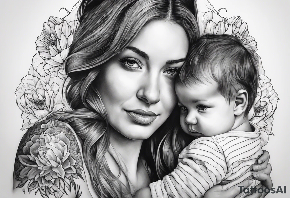 Maman et ses deux bébés tattoo idea