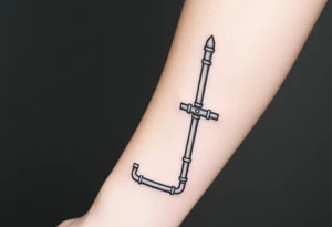 detailed system of plumbing pipes vertical ending with a fade off tattoo idea