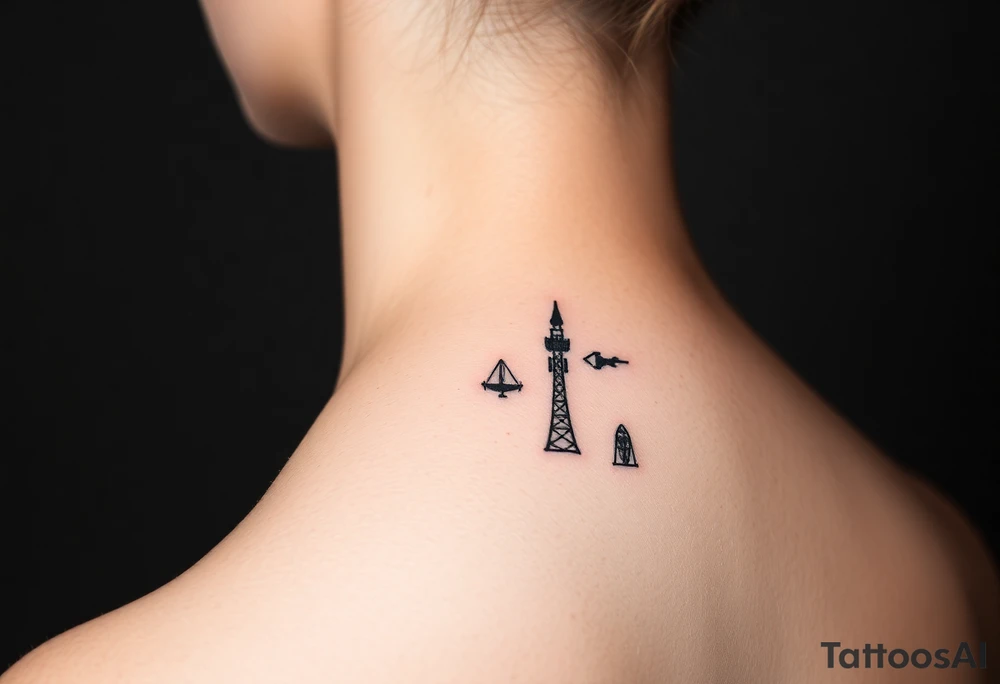 Minimalist tattoo for women who love travel and science, make feminine. For forearm. Should be small tattoo idea