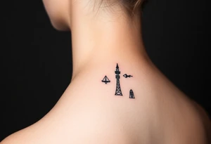 Minimalist tattoo for women who love travel and science, make feminine. For forearm. Should be small tattoo idea