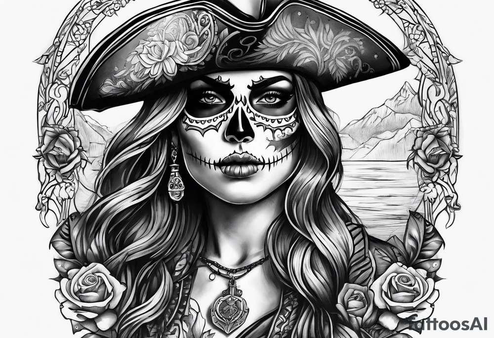 day of the dead pirate tattoo idea