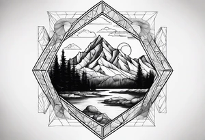 the Fibonacci Sequence. Based on the last image produced, replace the left side of the image with the Rocky Mountains that drops into a triangular point. tattoo idea