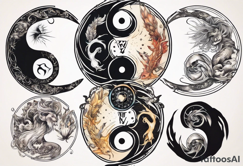 Ying Yang zodiac sign tattoo idea