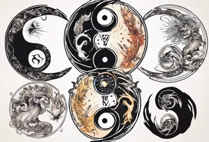 Ying Yang zodiac sign tattoo idea