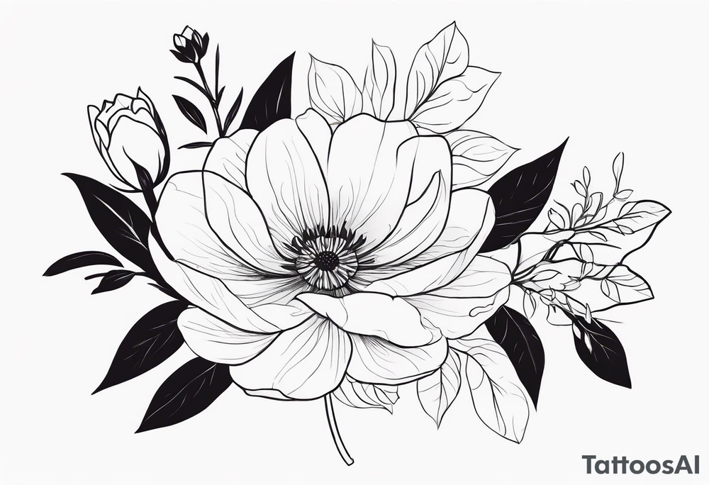 feminin minimalist flowers with little fow tattoo idea