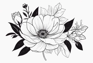 feminin minimalist flowers with little fow tattoo idea