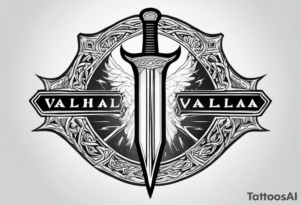 Valhalla sword shield lightning tattoo idea