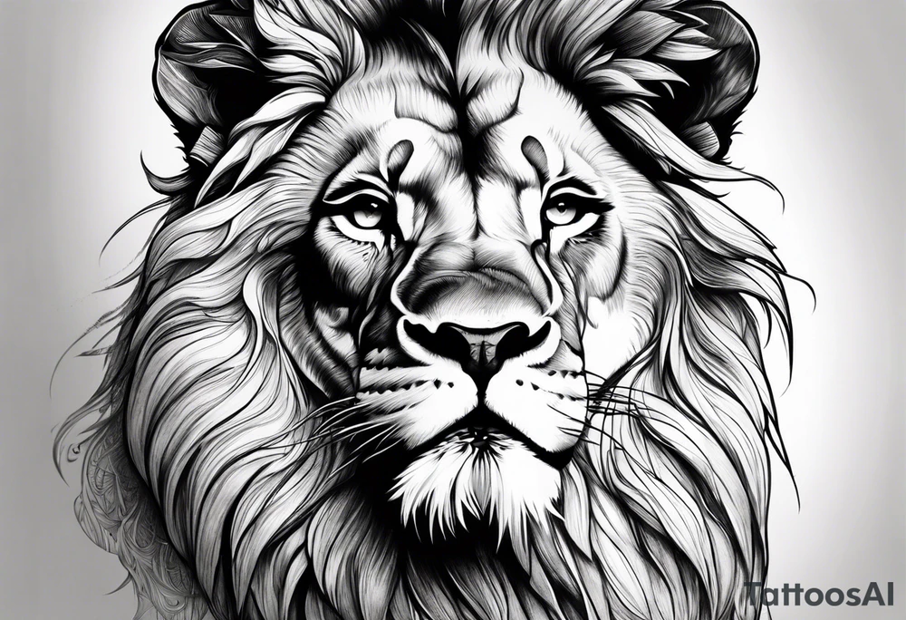 lion close up tattoo idea