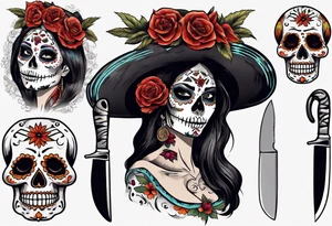 La catrina, cooking, day of the dead, knives tattoo idea
