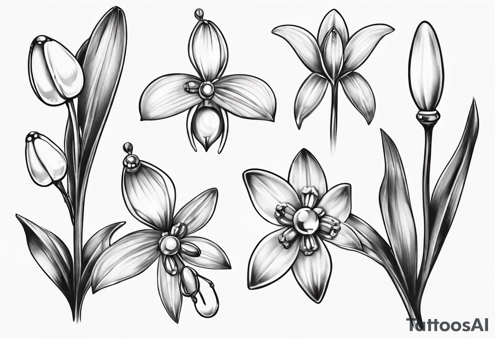 Snowdrop and jewels tattoo idea