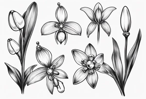 Snowdrop and jewels tattoo idea