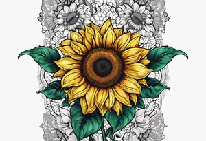 Lace, love, sunflowers tattoo idea