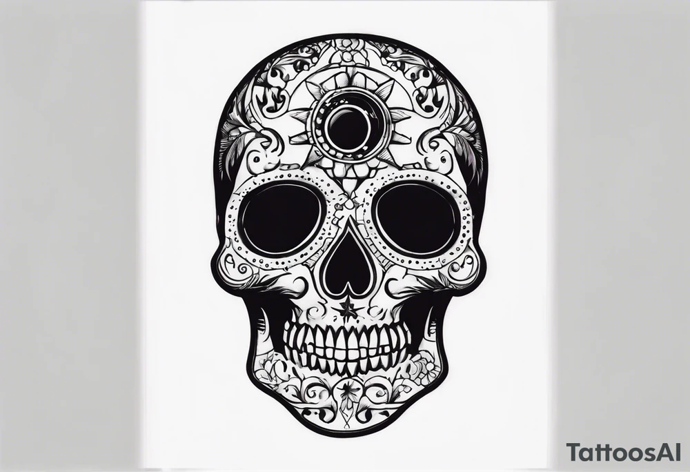 small dark skull with bullet hole eyes tattoo idea