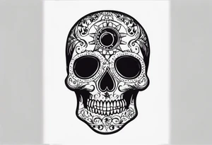 small dark skull with bullet hole eyes tattoo idea