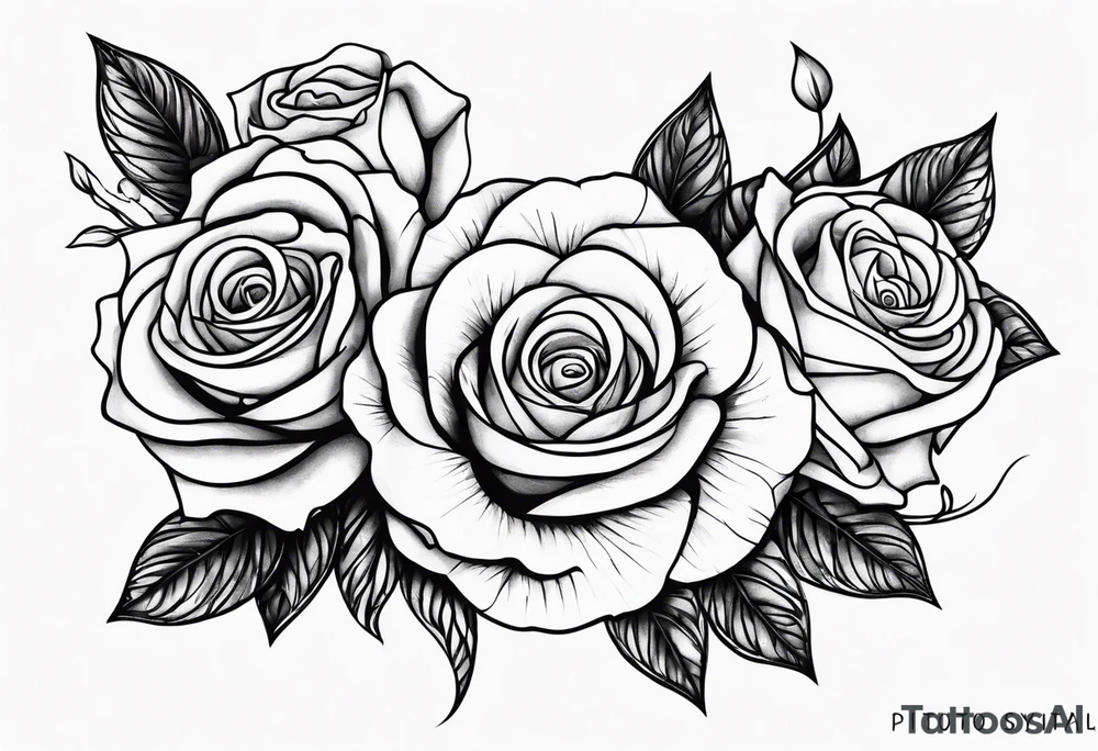 3 fowers rose avec un serpent tattoo idea