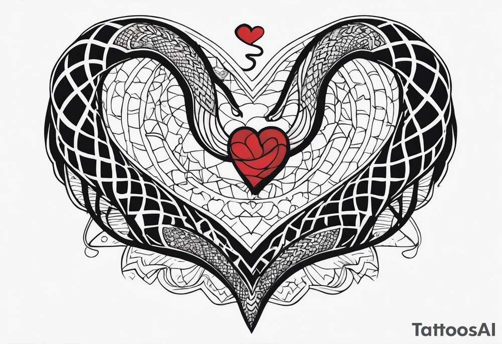 a snake who has swallowed a heart tattoo idea