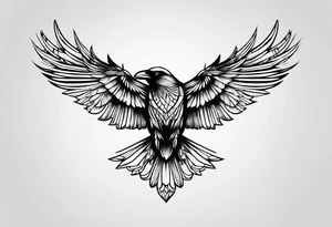 symmetrical outlines of a flying crow tattoo idea