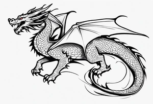 Fine like dragon wrapping around the back of knee not that scary and not going all the way around the knee not very detailed tattoo idea