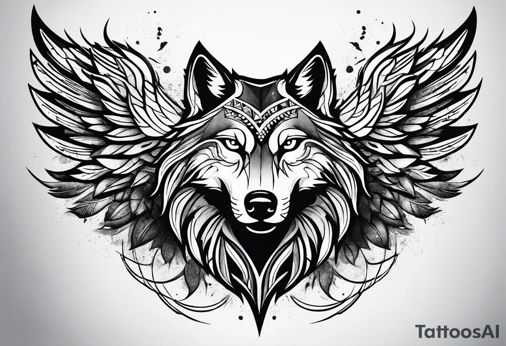 half wolf half eagle tattoo idea