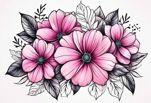 Pink flowers with pattern tattoo idea