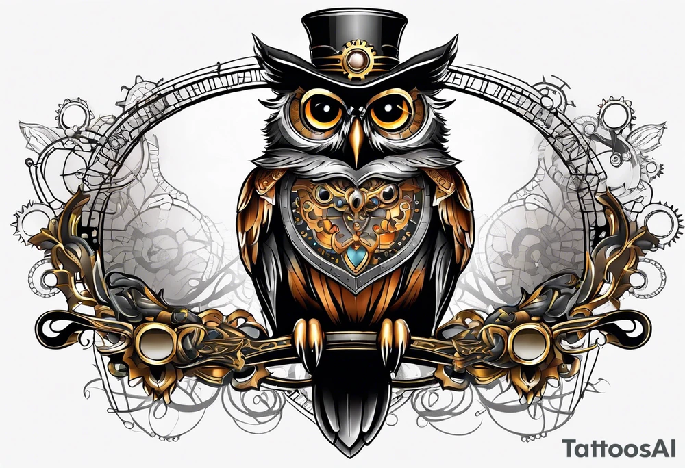 Steampunk owl tattoo idea