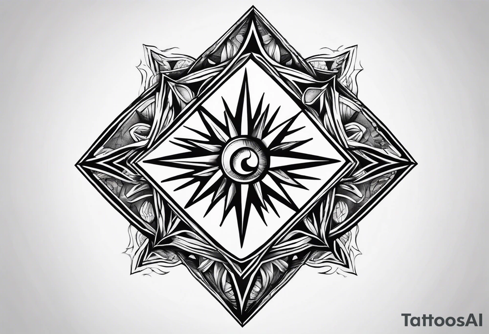 Sun drawing inside of a diamond shape tattoo idea Sun drawing inside of a diamond shape tattoo idea