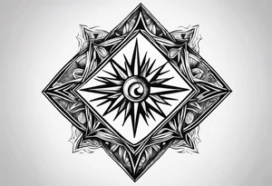 Sun drawing inside of a diamond shape tattoo idea