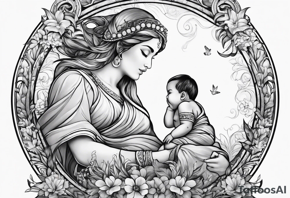 Monn with a child sitting on it tattoo idea