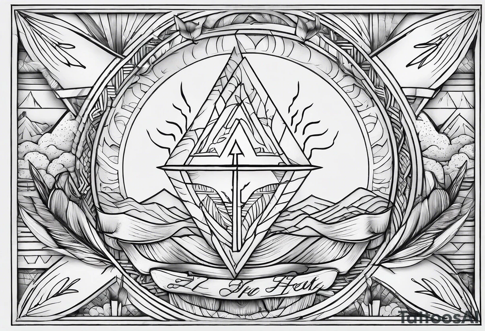 four elements fine linework arrows tattoo idea