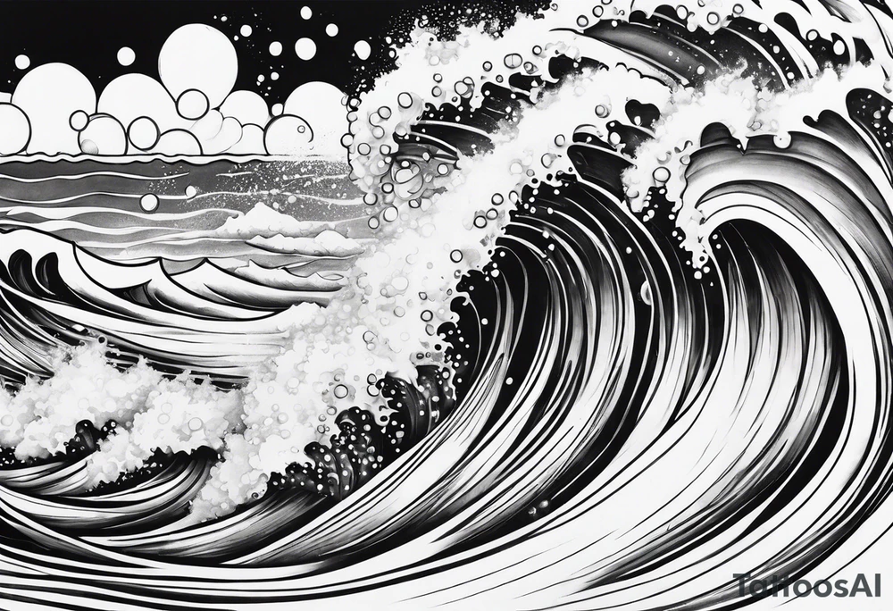 ocean waves bubbles tattoo idea