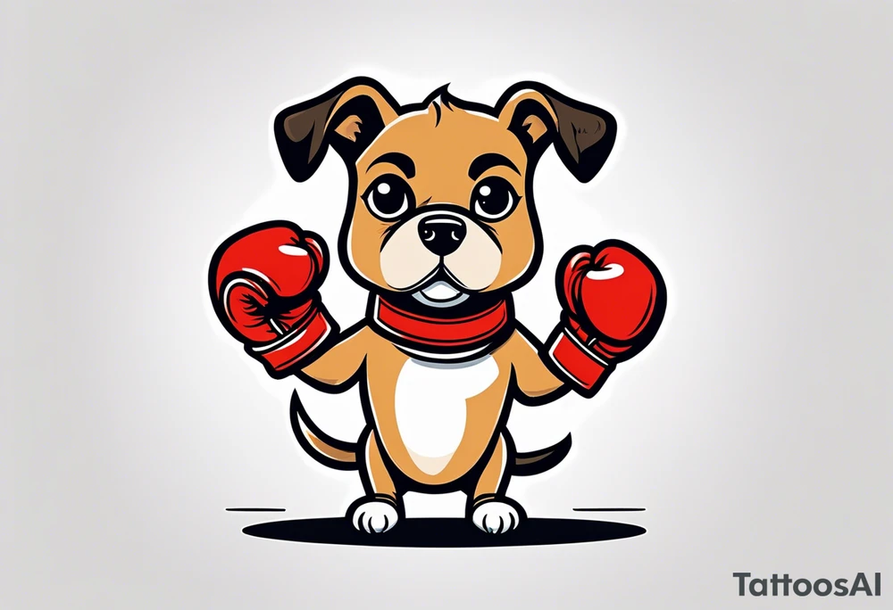 Cute Dog with boxing gloves, boxing coach tattoo idea