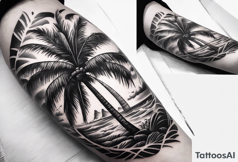 Palm tree sleeve tattoo idea