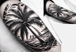 Palm tree sleeve tattoo idea