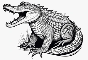 Full body Caiman with tail leg tattoo tattoo idea