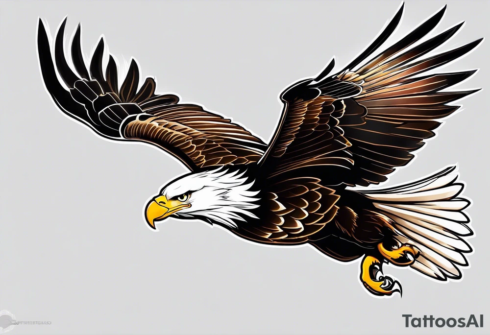 eagle side view flying tattoo idea