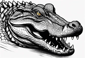 Full body alligator with tail leg top view tattoo idea