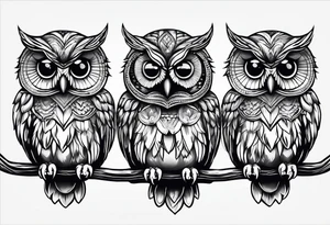 Owls 
Hear no evil, see no evil, speak no evil tattoo idea