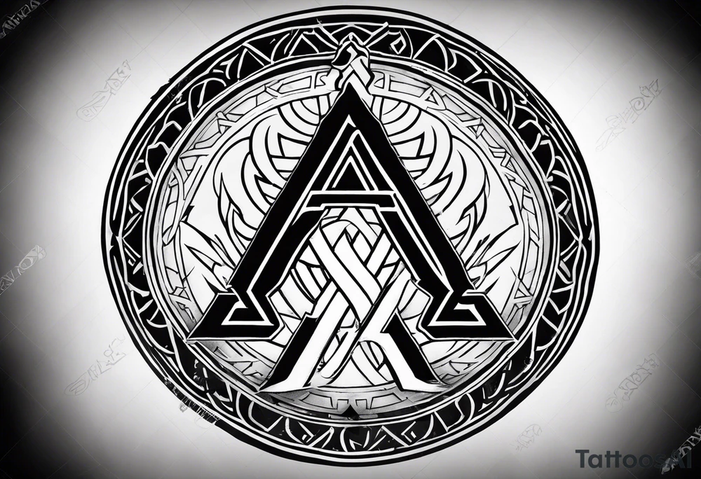 Valhalla  round shield axe
Valknut sword tattoo idea
