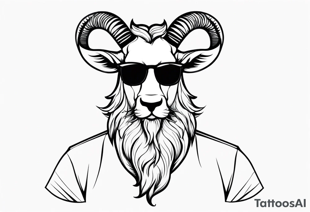 capricorn with beard and sunglasses tattoo idea