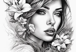 Thorns transitioning to lillies. Ocean. Albatross. Woman lips eyes smoke tattoo idea