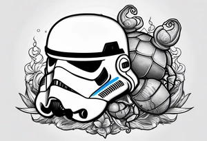 storm trooper helmet and a hermit crab tattoo idea