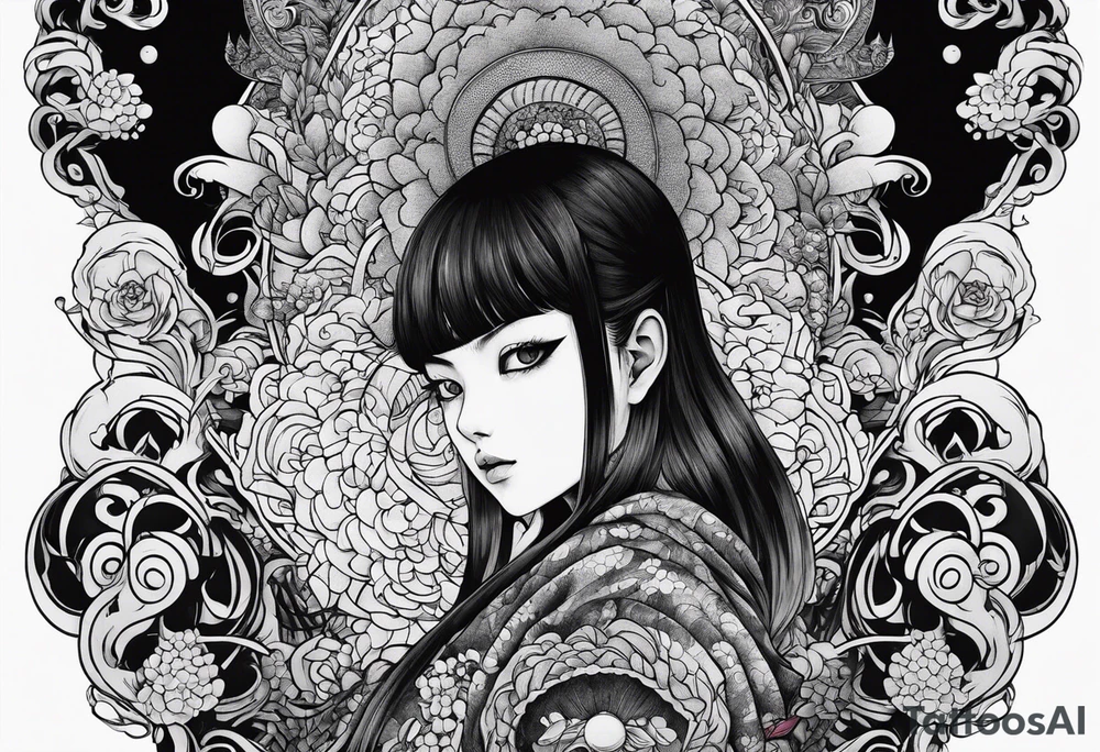 Tomie junji ito manga style tattoo idea