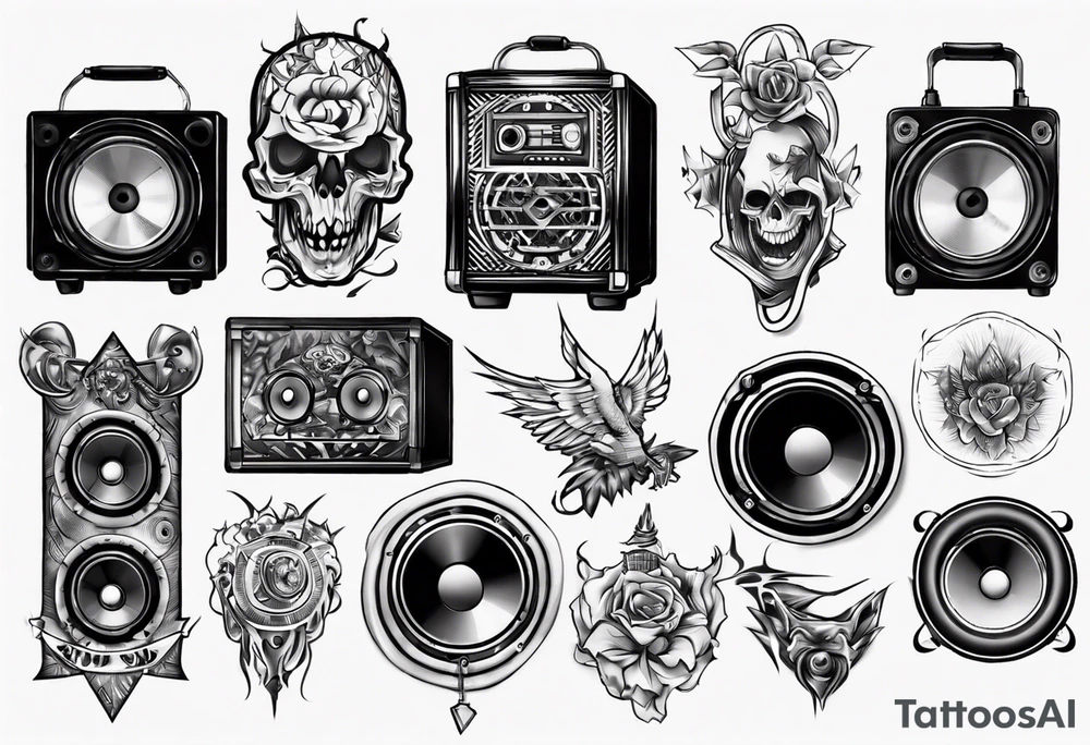 speaker, staff, dj tattoo idea