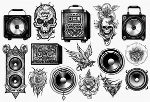 speaker, staff, dj tattoo idea