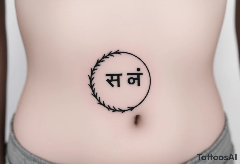 Create a tattoo that writes the Hindi word "अनिच्‍च" with A circle or spiral, which represents the cyclical nature of life and death tattoo idea