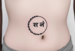 Create a tattoo that writes the Hindi word "अनिच्‍च" with A circle or spiral, which represents the cyclical nature of life and death tattoo idea