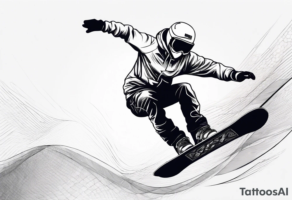 snowboarder hitting a rail of a broken humerus bone tattoo idea